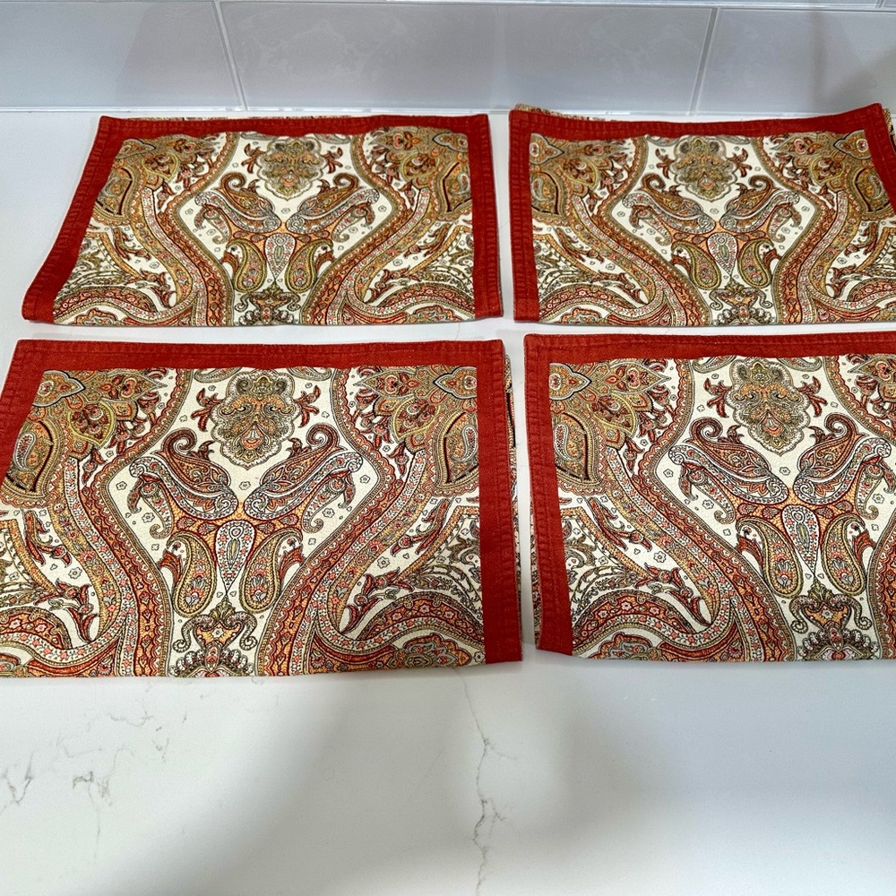 Maison d' Hermine Kashmir Paisley 100% Cotton Set of 4 Placemats Dining Table - Picture 3 of 9